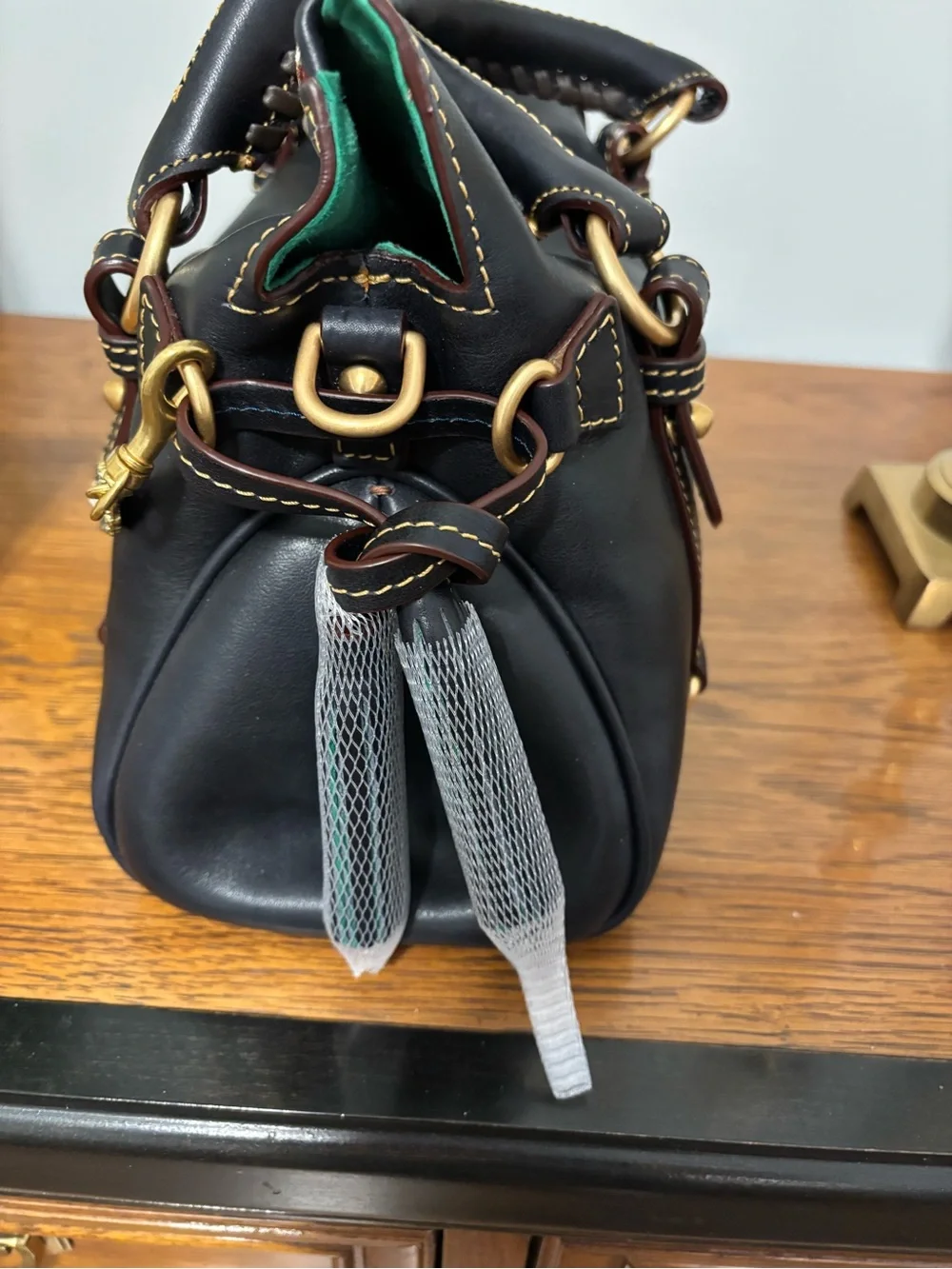 Dooney and Bourke navy Florentine Mini Satchel Bag with Decorative Chain